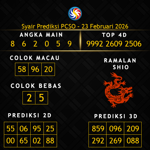 Prediksi PCSO Hari Ini 23-februari-2026