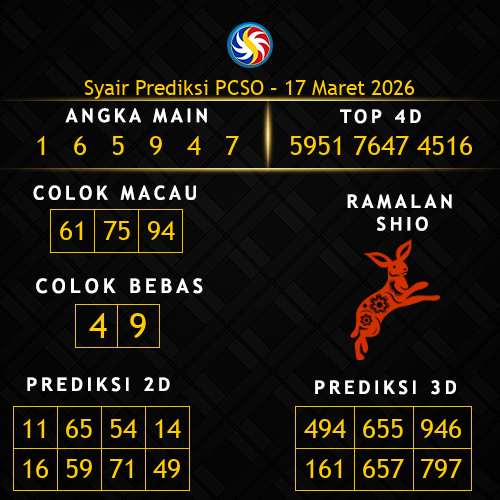 Prediksi PCSO Hari Ini 17-maret-2026