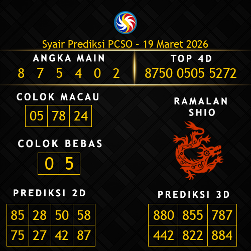 Prediksi PCSO Hari Ini 19-maret-2026