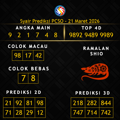Prediksi PCSO Hari Ini 21-maret-2026