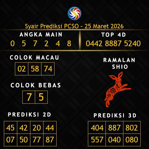 Prediksi PCSO Hari Ini 25-maret-2026