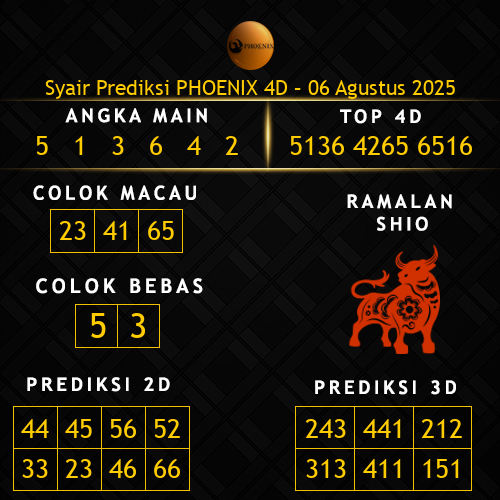Prediksi Phoenix 4D Hari Ini 6-agustus-2025