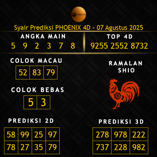 Prediksi Phoenix 4D Hari Ini 7-agustus-2025