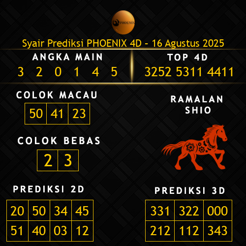 Prediksi Phoenix 4D Hari Ini 16-agustus-2025