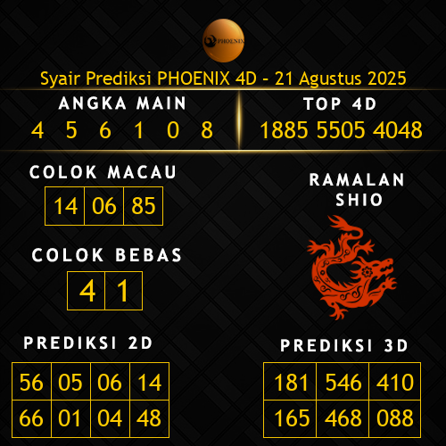 Prediksi Phoenix 4D Hari Ini 21-agustus-2025