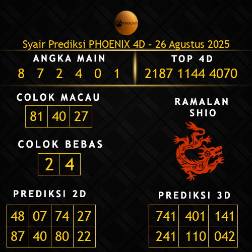 Prediksi Phoenix 4D Hari Ini 26-agustus-2025
