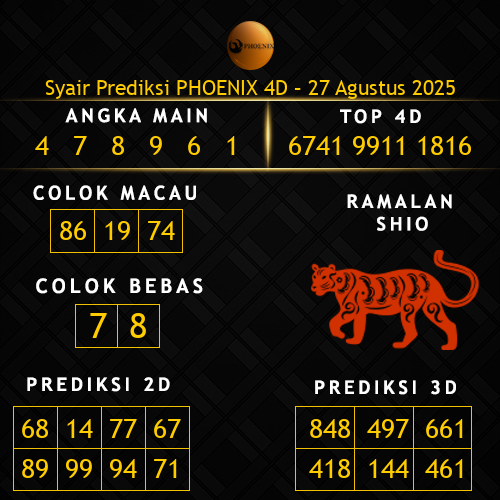 Prediksi Phoenix 4D Hari Ini 27-agustus-2025