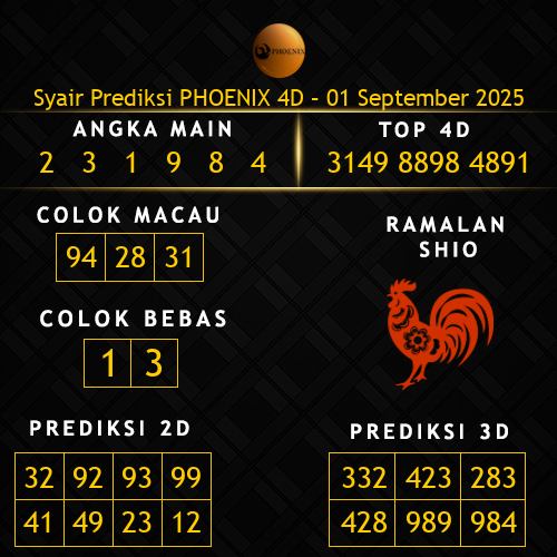 Prediksi Phoenix 4D Hari Ini 1-september-2025