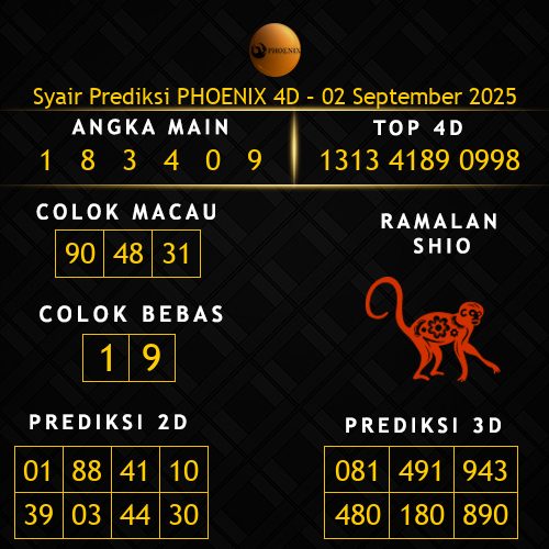 Prediksi Phoenix 4D Hari Ini 2-september-2025