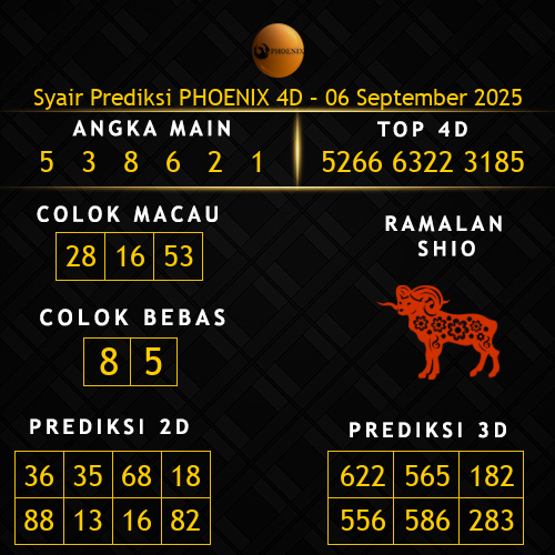 Prediksi Phoenix 4D Hari Ini 6-september-2025