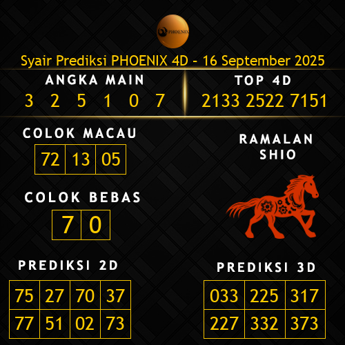 Prediksi Phoenix 4D Hari Ini 16-september-2025