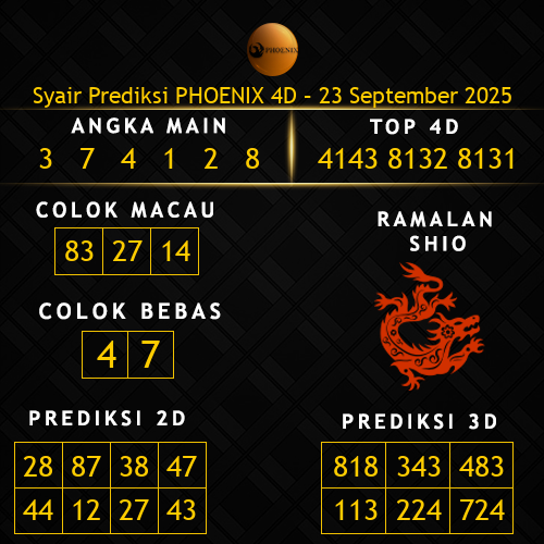 Prediksi Phoenix 4D Hari Ini 23-september-2025