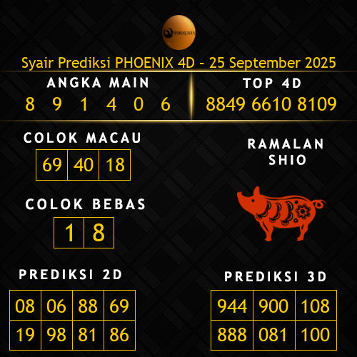 Prediksi Phoenix 4D Hari Ini 25-september-2025