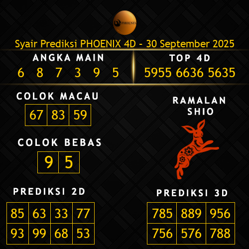 Prediksi Phoenix 4D Hari Ini 30-september-2025