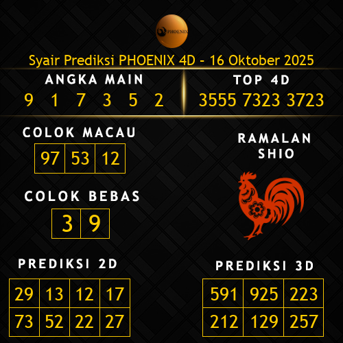 Prediksi Phoenix 4D Hari Ini 16-oktober-2025