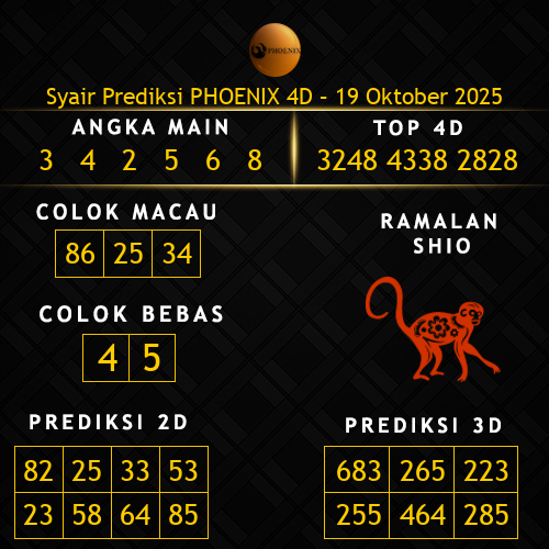 Prediksi Phoenix 4D Hari Ini 19-oktober-2025