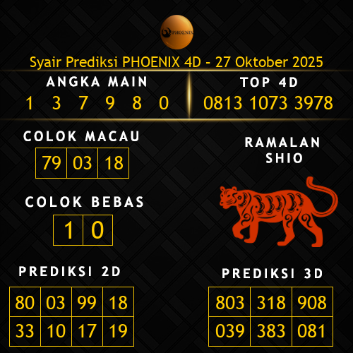 Prediksi Phoenix 4D Hari Ini 27-oktober-2025