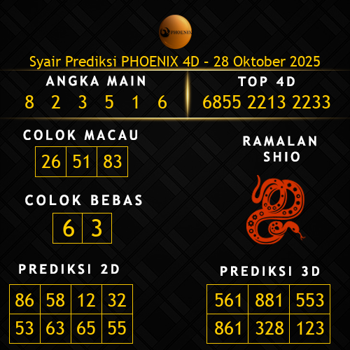 Prediksi Phoenix 4D Hari Ini 28-oktober-2025