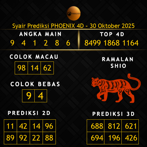 Prediksi Phoenix 4D Hari Ini 30-oktober-2025