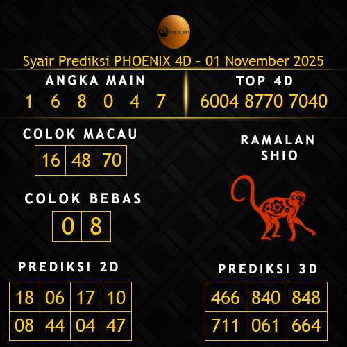 Prediksi Phoenix 4D Hari Ini 1-november-2025