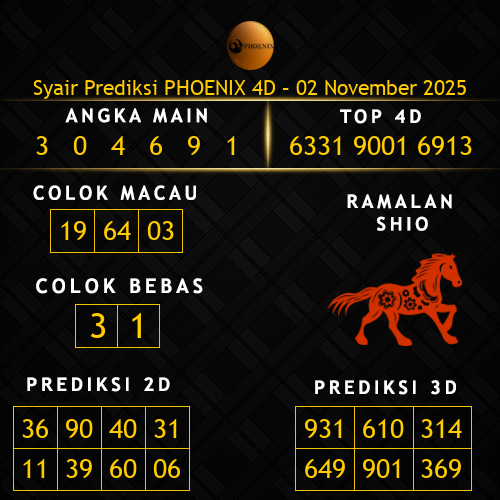 Prediksi Phoenix 4D Hari Ini 2-november-2025