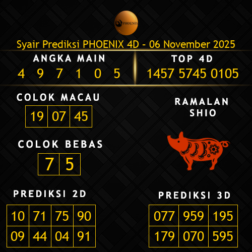 Prediksi Phoenix 4D Hari Ini 6-november-2025
