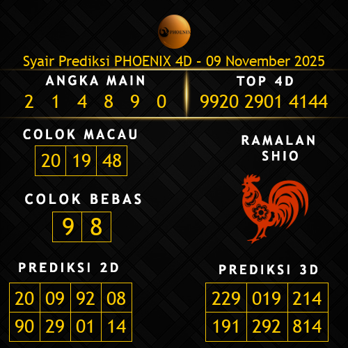 Prediksi Phoenix 4D Hari Ini 9-november-2025