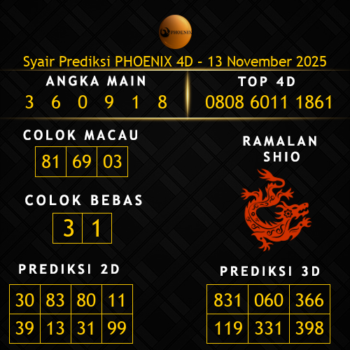 Prediksi Phoenix 4D Hari Ini 13-november-2025