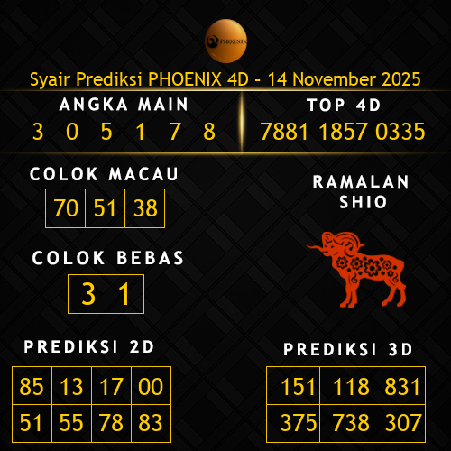 Prediksi Phoenix 4D Hari Ini 14-november-2025