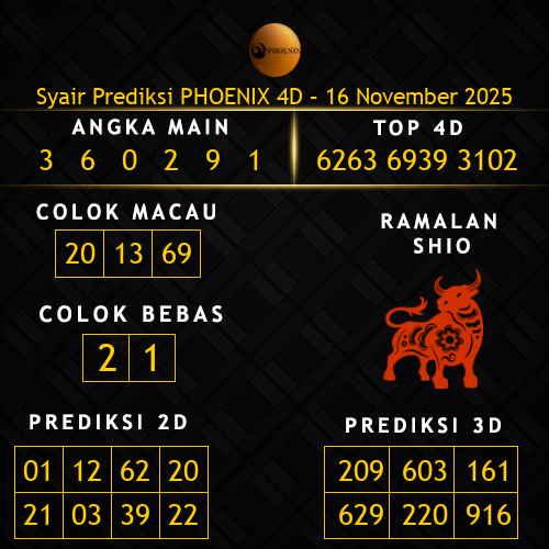 Prediksi Phoenix 4D Hari Ini 16-november-2025