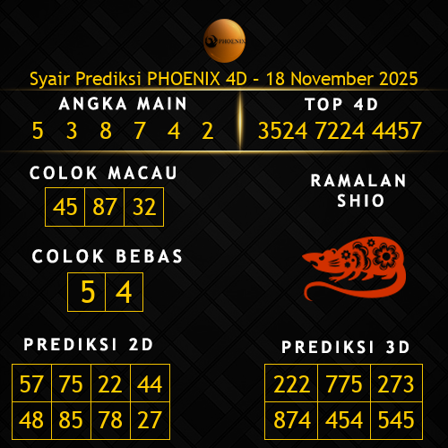 Prediksi Phoenix 4D Hari Ini 18-november-2025