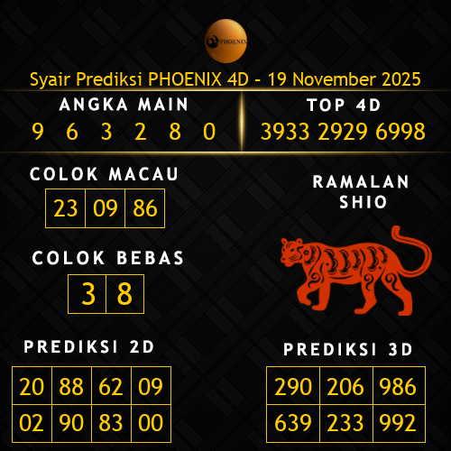 Prediksi Phoenix 4D Hari Ini 19-november-2025