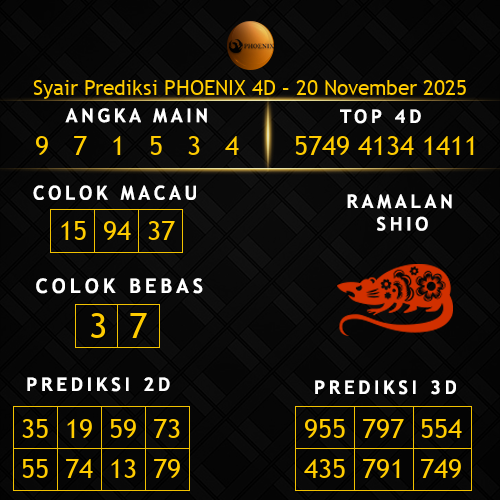 Prediksi Phoenix 4D Hari Ini 20-november-2025