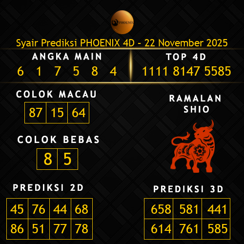Prediksi Phoenix 4D Hari Ini 22-november-2025