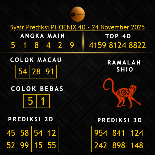 Prediksi Phoenix 4D Hari Ini 24-november-2025