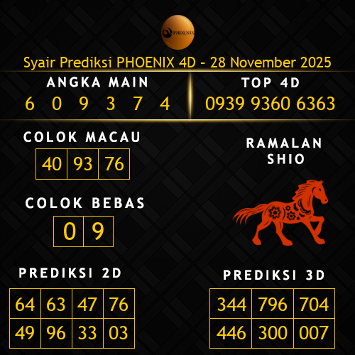 Prediksi Phoenix 4D Hari Ini 28-november-2025