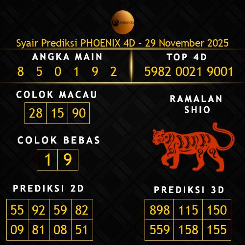Prediksi Phoenix 4D Hari Ini 29-november-2025