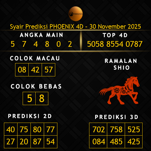 Prediksi Phoenix 4D Hari Ini 30-november-2025