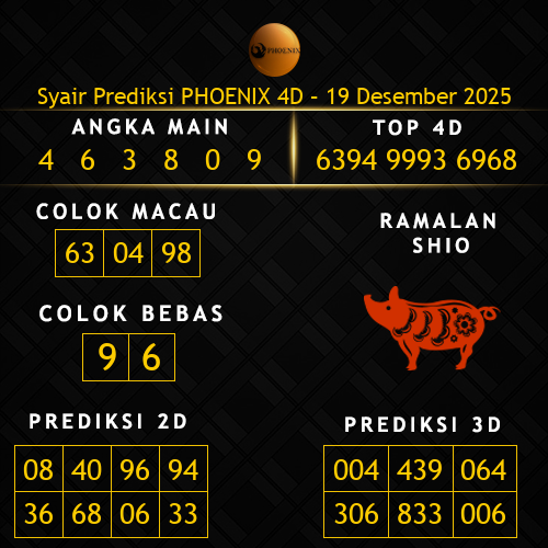 Prediksi Phoenix 4D Hari Ini 19-desember-2025