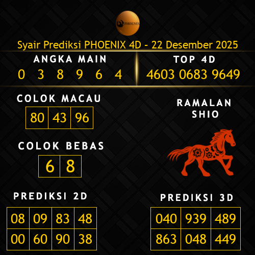 Prediksi Phoenix 4D Hari Ini 22-desember-2025