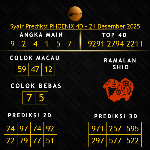 Prediksi Phoenix 4D Hari Ini 24-desember-2025