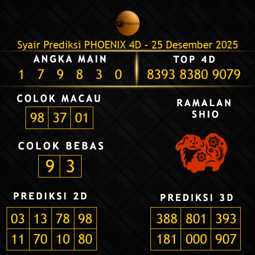 Prediksi Phoenix 4D Hari Ini 25-desember-2025