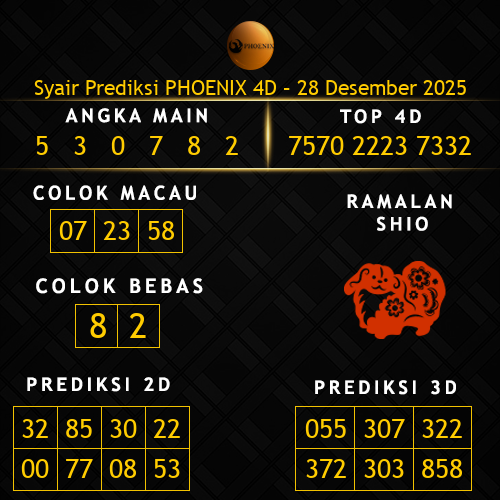 Prediksi Phoenix 4D Hari Ini 28-desember-2025