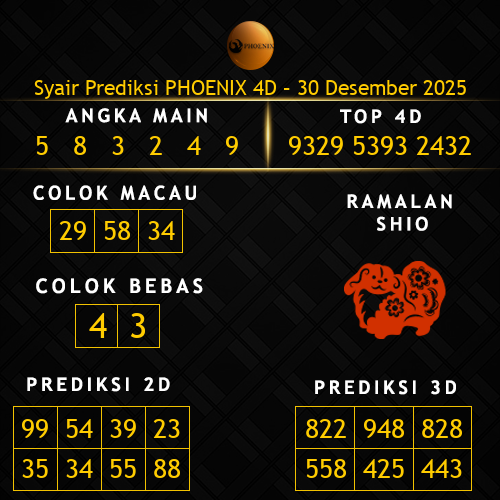 Prediksi Phoenix 4D Hari Ini 30-desember-2025
