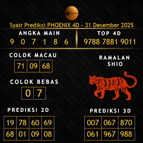 Prediksi Phoenix 4D Hari Ini 31-desember-2025