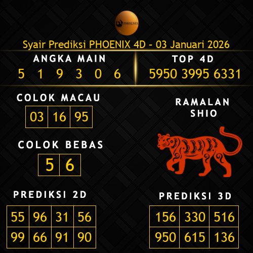 Prediksi Phoenix 4D Hari Ini 3-januari-2026