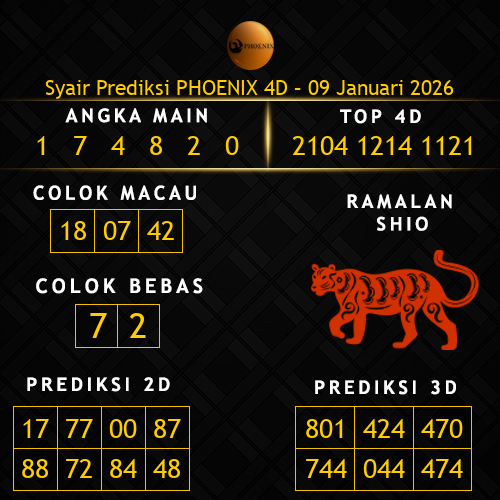 Prediksi Phoenix 4D Hari Ini 9-januari-2026