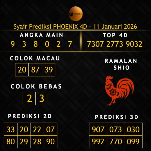 Prediksi Phoenix 4D Hari Ini 11-januari-2026