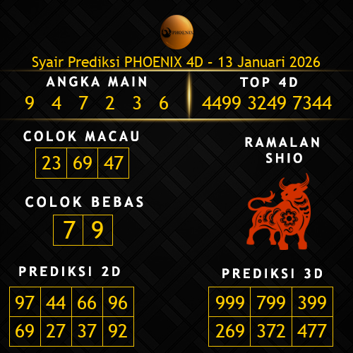 Prediksi Phoenix 4D Hari Ini 13-januari-2026