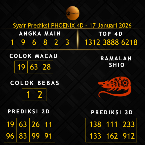 Prediksi Phoenix 4D Hari Ini 17-januari-2026